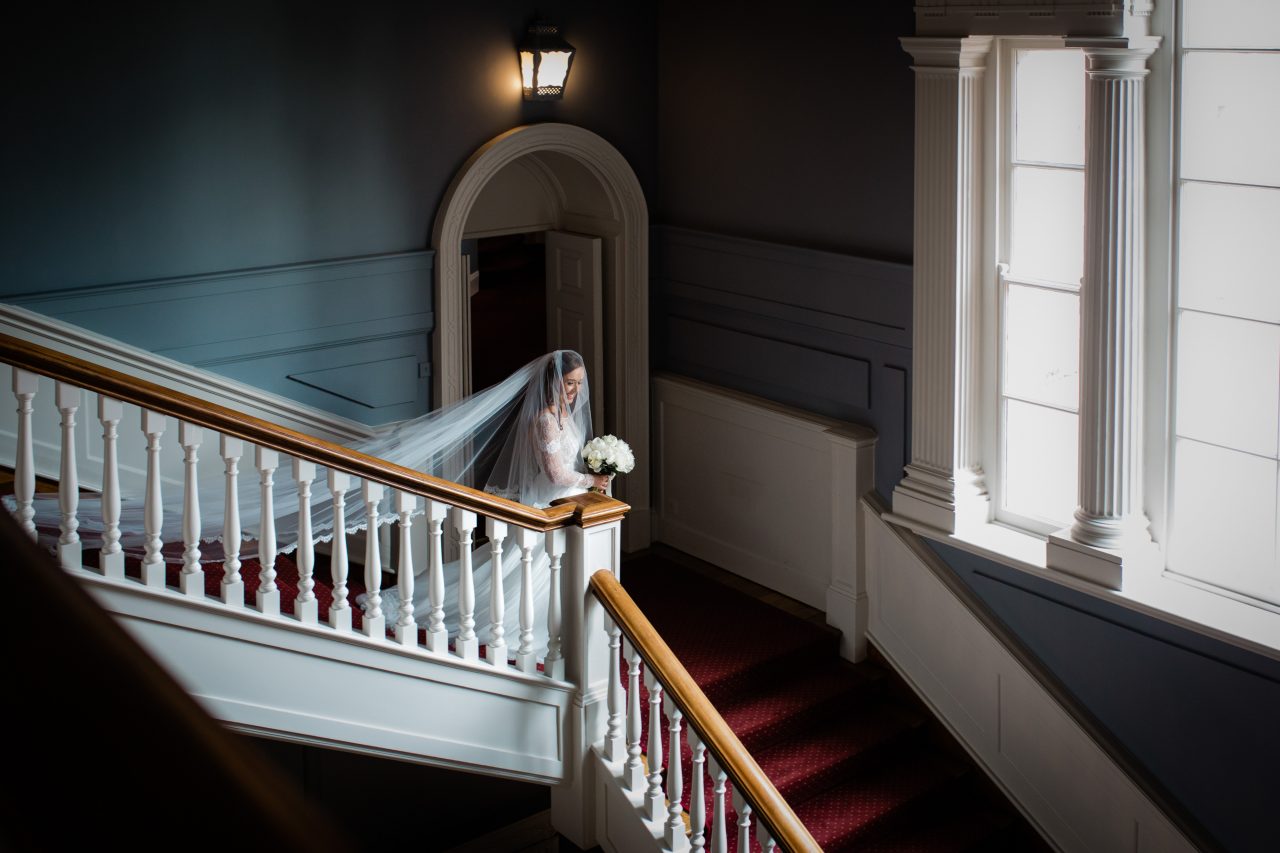 bride on a stairs