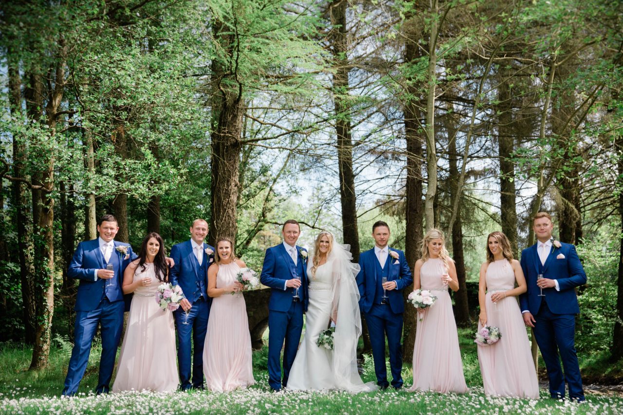 Bridal party in the woods